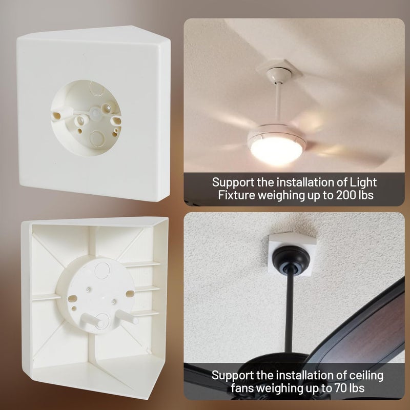 Deridi Ceiling Fan Light Fixture Mounting Box Fan Mounting Bracket FB900 Ceiling Fan Angle Mount for Cathedral Ceiling Angles of 80°and Up with Metal Bracket - Image 4